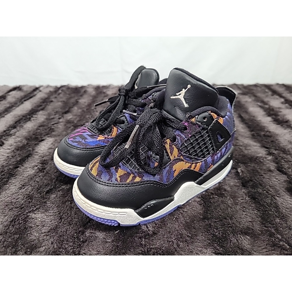 Nike Air Jordan 4 Retro Toddler Size 8C BQ9041-005 Purple Orange Black 2019